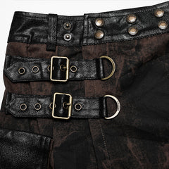 WQ-632BQM Punk Coffee print skirt?-??Punk Rave Clothing