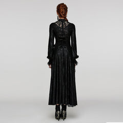 WQ-643LQF Elegant Lace Gothic Dress with Asymmetrical Hem and Bell Sleeves?-??Punk Rave Clothing