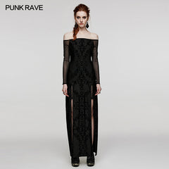 WQ-651LQF Gothic Sexy Split Dress?-??Punk Rave Clothing