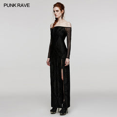 WQ-651LQF Gothic Sexy Split Dress?-??Punk Rave Clothing
