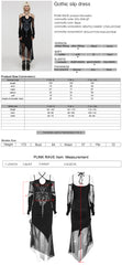 WQ-654LQF Gothic Dress Sheer Mesh Cold Shoulder Asymmetrical Hem Cross Embroidery Gothic Dress Mesh Panel Cold Shoulder Asymmetrical Hem Design Asymmetrical Mesh Sleeve Gothic Dress with Cold Shoulder Corset Style