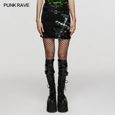 WQ-657BQF Skull cross printing skirt?-??Punk Rave Clothing