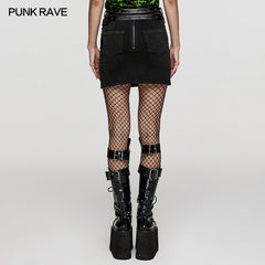 WQ-657BQF Skull cross printing skirt?-??Punk Rave Clothing