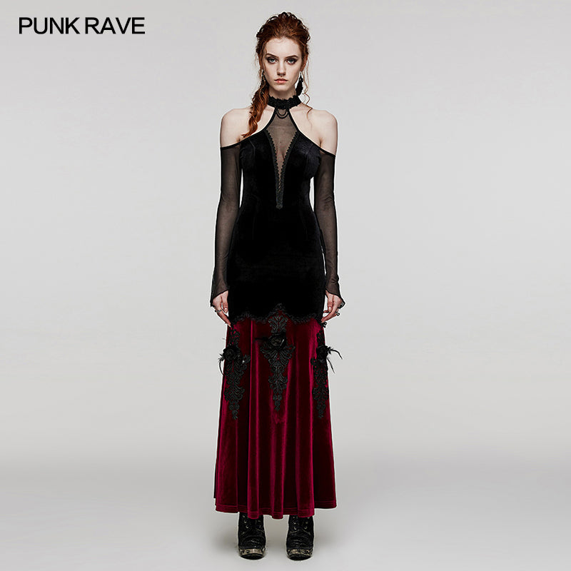 WQ-658DQF Goth Off Shoulder Gorgeous Dress?-??Punk Rave Clothing