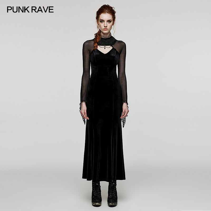 WQ-666LQF Goth velvet Exquisite Dress?-??Punk Rave Clothing