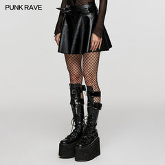 WQ-667DQF Faux Leather Cute A-line Skirt?-??Punk Rave Clothing