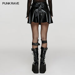 WQ-667DQF Faux Leather Cute A-line Skirt?-??Punk Rave Clothing