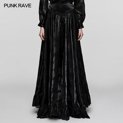 WQ-670BQF Goth rose flocked mesh Skirt?-??Punk Rave Clothing