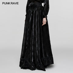 WQ-670BQF Goth rose flocked mesh Skirt?-??Punk Rave Clothing