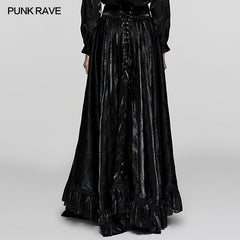 WQ-670BQF Goth rose flocked mesh Skirt?-??Punk Rave Clothing