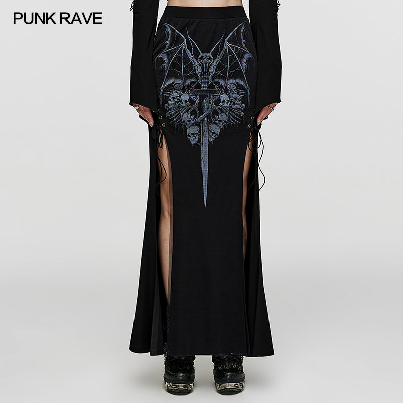 WQ-671BQF 2024 Goth printed skirt?-??Punk Rave Clothing