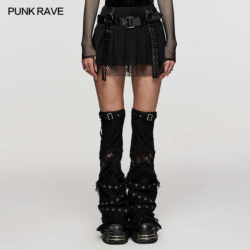 WQ-672BQF Faux Leather short pleated Skirt?-??Punk Rave Clothing
