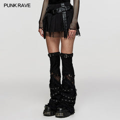 WQ-672BQF Faux Leather short pleated Skirt?-??Punk Rave Clothing