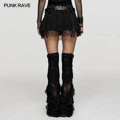 WQ-672BQF Faux Leather short pleated Skirt?-??Punk Rave Clothing