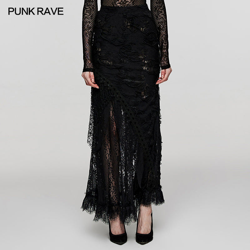 WQ-673BQF Exquisite Gothic lace long skirt?-??Punk Rave Clothing
