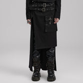 WQ-677BQM Gothic Punk Skirt with Faux Leather Pockets and Belts?-??Punk Rave Clothing