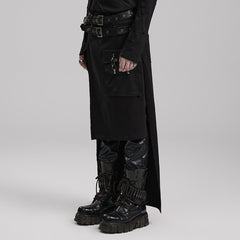 WQ-677BQM Gothic Punk Skirt with Faux Leather Pockets and Belts?-??Punk Rave Clothing