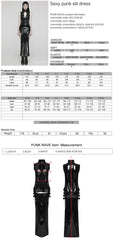 WQ-678LQF Glossy black Gothic Punk Slit Maxi Dress?-??Punk Rave Clothing