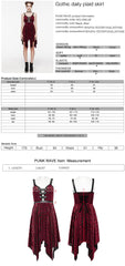 WQ-690LQF Gothic Red Plaid Dress Buckle Details Handkerchief Hem?-??Punk Rave Clothing