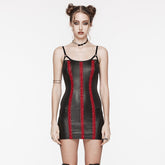 WQ-699LQF Gothic Glam black-Red Strappy Studded Punk Dress?-??Punk Rave Clothing