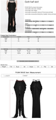 WQ-702BQF Elegant Lace-Up Gothic Skirt with Front Slit Details?-??Punk Rave Clothing