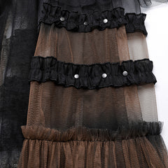 WQ-704BQF Gothic Mesh Layered Tulle Punk Skirt With Belt?-??Punk Rave Clothing