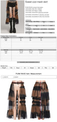 WQ-704BQF Gothic Mesh Layered Tulle Punk Skirt With Belt?-??Punk Rave Clothing