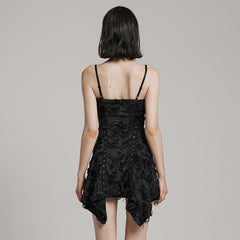 WQ-712LQF Vintage black Ruched Asymmetrical Punk Dress with Eyelet Details?-??Punk Rave Clothing