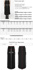WQ-716BQF Edgy Cross-Detail Long Punk Skirt with Side Drawstrings?-??Punk Rave Clothing