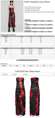 WQ-726LQF Gothic Strapless Long Dress Ruched black-red Mesh Design?-??Punk Rave Clothing
