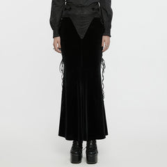 WQ-742BQF Elegant Gothic Fishtail Skirt with Lace-Up Side Details?-??Punk Rave Clothing