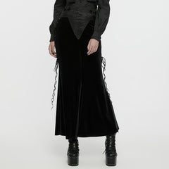 WQ-742BQF Elegant Gothic Fishtail Skirt with Lace-Up Side Details?-??Punk Rave Clothing