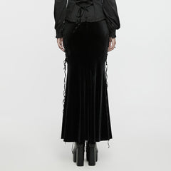 WQ-742BQF Elegant Gothic Fishtail Skirt with Lace-Up Side Details?-??Punk Rave Clothing