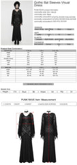 WQ-746LQF Gothic Lace Long Dress with Dramatic Batwing Sleeves?-??Punk Rave Clothing