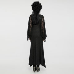WQ-746LQF Gothic Lace Long Dress with Dramatic Batwing Sleeves?-??Punk Rave Clothing