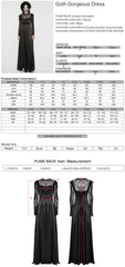 WQ-748LQF Elegant Gothic Lace Long Sleeve Black Dress?-??Punk Rave Clothing