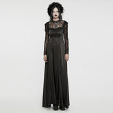 WQ-748LQF Elegant Gothic Lace Long Sleeve Black Dress?-??Punk Rave Clothing