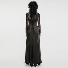 WQ-748LQF Elegant Gothic Lace Long Sleeve Black Dress?-??Punk Rave Clothing