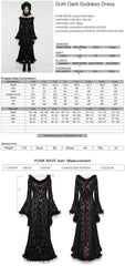 WQ-760LQF Gothic Lace Flare Sleeve Black Dress Dark Elegance?-??Punk Rave Clothing