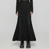 WQ-762BQF Gothic Black Punk Skirt with Mesh Lace Detailing?-??Punk Rave Clothing