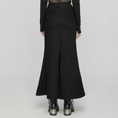 WQ-762BQF Gothic Black Punk Skirt with Mesh Lace Detailing?-??Punk Rave Clothing