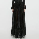 WQ-771DQF Gothic Maximal Embroidered Sheer Black Lace Layered Mesh Skirt?-??Punk Rave Clothing