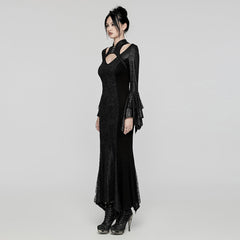 WQ-772LQF Elegant Gothic Lace Maxi Dress with Bell Sleeves?-??Punk Rave Clothing