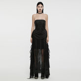 WQ-773LQF Gothic Dress Sheer Lace Embroidered Strapless Elegant Maxi Design?-??Punk Rave Clothing