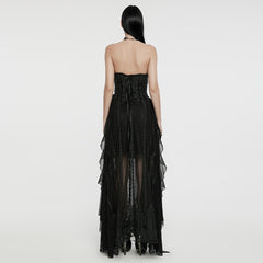 WQ-773LQF Gothic Dress Sheer Lace Embroidered Strapless Elegant Maxi Design?-??Punk Rave Clothing