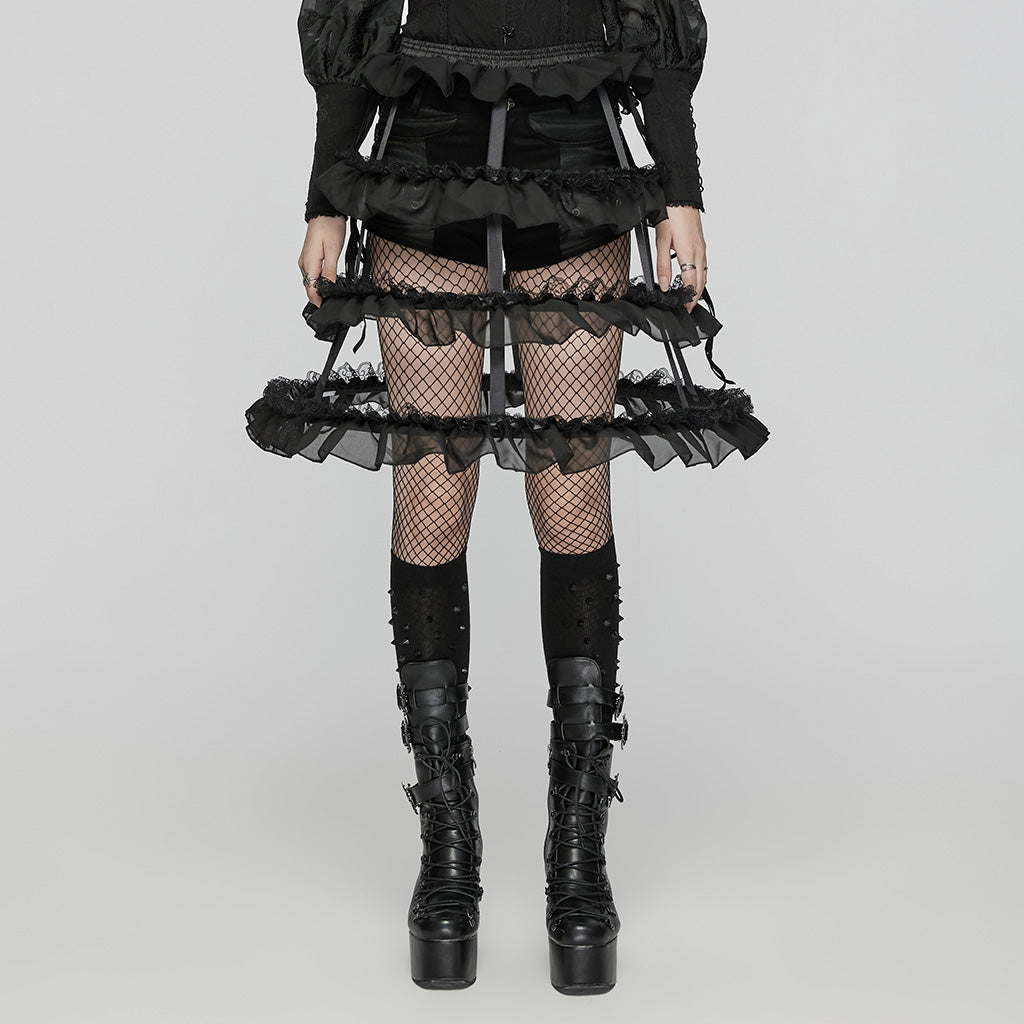 WQ-782BQF Gothic Layered Ruffled Skirt Transparent Bustle Design?-??Punk Rave Clothing
