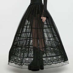 WQ-783BQF Gothic Cage Maxi Skirt Steampunk Layered Black Tulle Skirt?-??Punk Rave Clothing