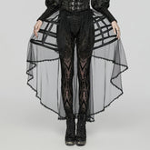 WQ-784BQF Elegant Gothic Cage-Inspired Black Sheer Overlay Skirt?-??Punk Rave Clothing