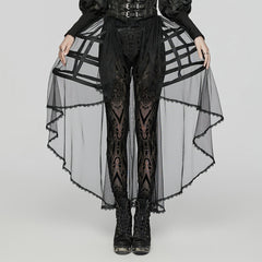 WQ-784BQF Elegant Gothic Cage-Inspired Black Sheer Overlay Skirt?-??Punk Rave Clothing