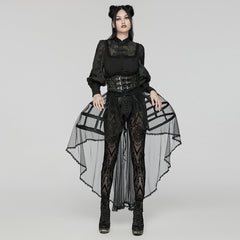 WQ-784BQF Elegant Gothic Cage-Inspired Black Sheer Overlay Skirt?-??Punk Rave Clothing